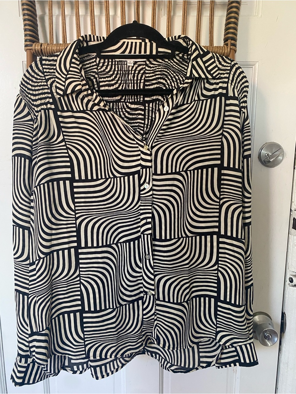 Rose & Olive Black and White Striped Blouse